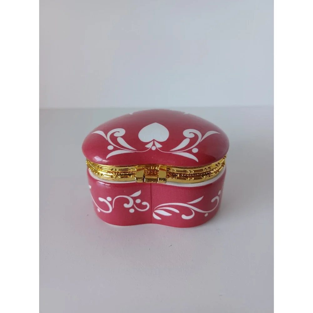 Vintage Small Multicolor Heart Shaped Trinket Container Box Home Decor